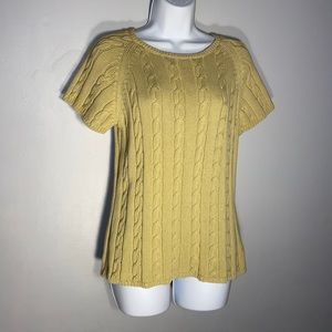 Eddie Bauer short sleeve cable knit sweater